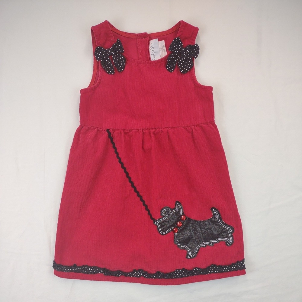 Emily Rose Toddler Girl's Red Dress Scottish Terrier Appliqué 4 preppy Scottie